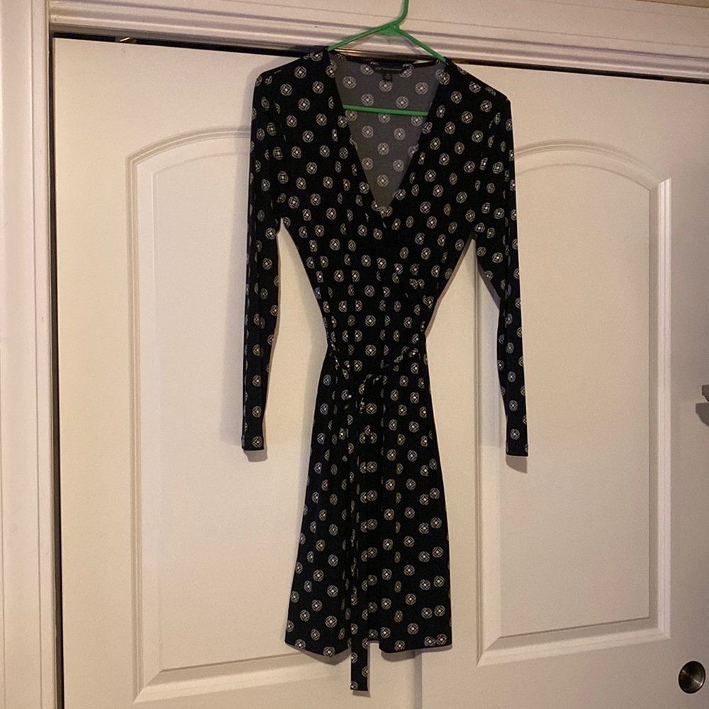 Brooks Brothers Wrap around dress black / white Sz XS